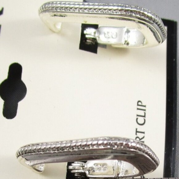 NAPIER Mod/Contemporary Silver Square Shaped Hoop E-Z Comfort Clip On Earrings - Picture 4 of 4